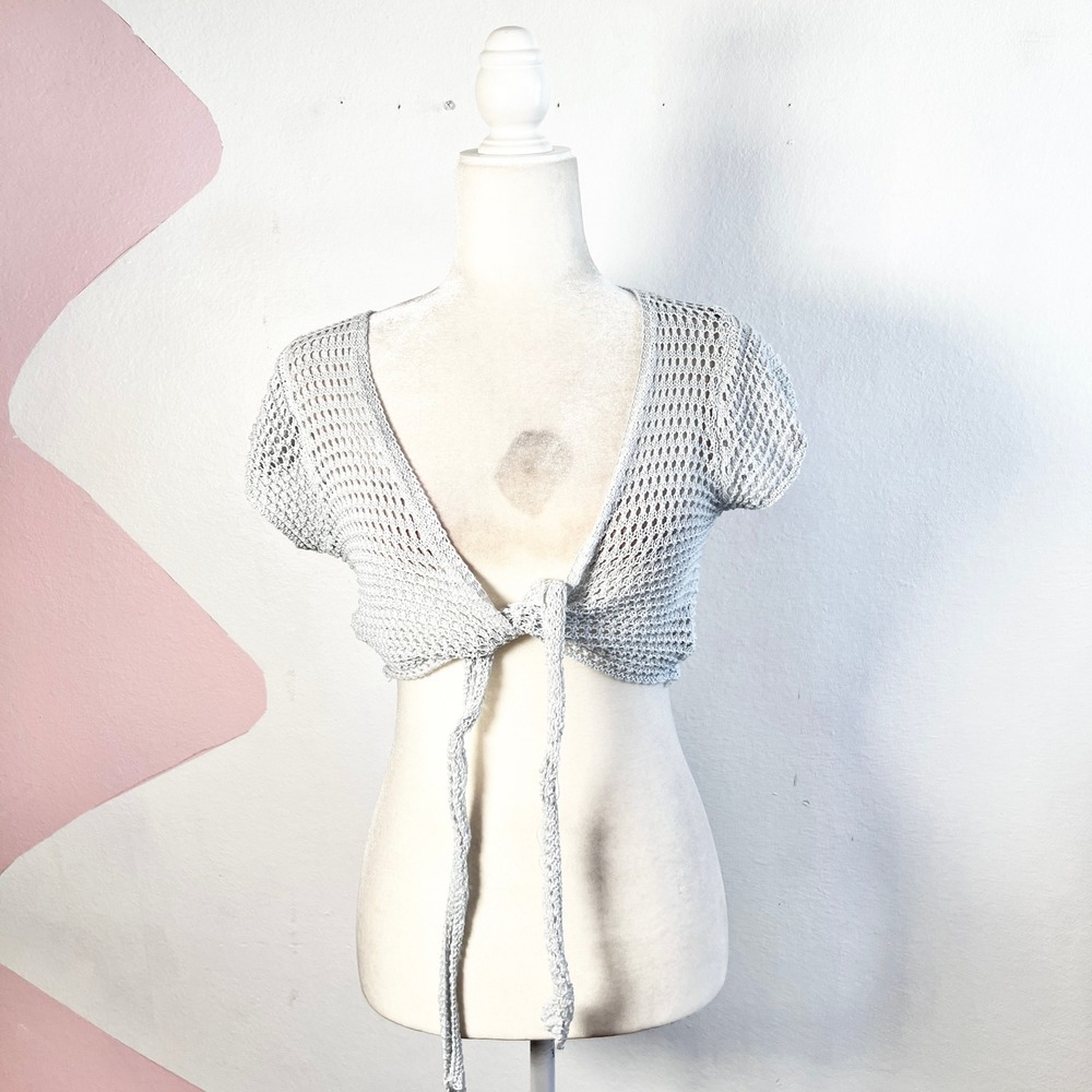 Crochet Tie Front Top Sz Small Festival Coachella Boho‎ Open Knit